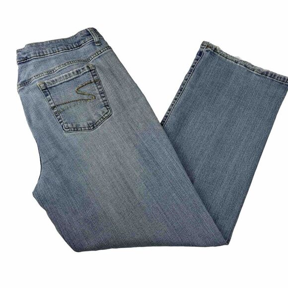 Liz Co Jeans Size 18 Stretch Straight Leg Mid Rise Blue Denim Light Wash - Picture 2 of 11